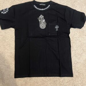 Chrome Hearts Black Tee with Silver Accents